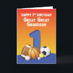 Große Grandson 1. Geburtstag Sportbälle Karte<br><div class="desc">Bei der 1. Geburtstagsfeier deines Urgroßenkelns solltest du ihm einen Ball geben,  oder Bälle,  wenn wir sagen. Diese Spielkarte enthält eine Sammlung von Sportbällen,  die er auf jeden Fall Liebe bekommen wird.</div>
