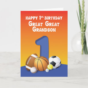 Große Grandson 1. Geburtstag Sportbälle Karte
