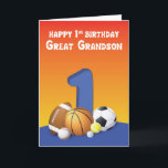 Große Grandson 1. Geburtstagssportbälle Karte<br><div class="desc">Jungs Liebe Kugeln und sobald er eins macht,  können Sie schon Ihren Enkel auf eine Karte mit Sportbälle für seinen 1. Geburtstag,  die Ereignis in der nächsten Zukunft.</div>