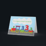 Große Grandson 3. Geburtstag farbenfrohe Zugspur Karte<br><div class="desc">Nutzen Sie diese Karte,  um einen Urenkel bei der Feier seines 3. Geburtstages zu überraschen. Wie Sie sehen können,  zeigt diese Karte einen farbenfrohen Zug auf dem Cover mit einem Trio von Zahlen,  die im Schlepptau stehen.</div>