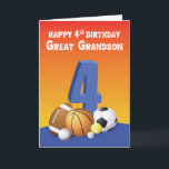 Große Grandson 4. Geburtstagssportbälle Karte<br><div class="desc">Eine farbenfrohe Karte,  um Ihren Urenkel zu einem glücklichen 4. Geburtstag zu begrüßen,  liegt direkt vor Ihren Augen. Suchen Sie also nicht mehr nach dem perfekten Kartencoz,  den Sie bereits gefunden haben. Holen Sie sich diesen heute,  um ihm bald zu geben.</div>