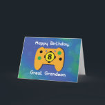 Große Grandson 8-jährige Geburtstagsspielerin Kont Karte<br><div class="desc">Feiern Sie mit einem lieben Urenkel bei der Feier seines 8. Geburtstages. Gib ihm diese Grußkarte,  die einen Videospiel-Controller auf dem Cover zeigt. Er wird lachen,  sobald er das bekommen hat.</div>