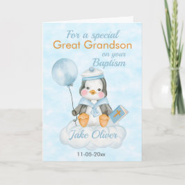Große Grandson Blue Pinguin Taufkarte Karte