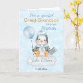 Große Grandson Blue Pinguin Taufkarte Karte (Gelbe Blume)