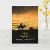 Große Grandson Happy Birthday Cowboy und Pferd Karte (Gelbe Blume)