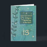 Große Grandson Religious 13. GeburtstagHand Drawn Karte<br><div class="desc">Er wird bald Teenager und Sie sollten sich für Ihren Urenkel freuen,  wenn Sie sich an der Feier seines 13. Geburtstages beteiligen. Diese Karte bringt ihm eine herzliche Nachricht,  während er seinen besonderen Tag feiert. Schick ihm das.</div>