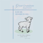 Große Grandson Taufe Blaues Lamm Personalisiert Aufkleber (Vorderseite)