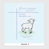 Große Grandson Taufe Blaues Lamm Personalisiert Aufkleber (Blatt)