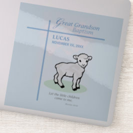 Große Grandson Taufe Blaues Lamm Personalisiert Aufkleber