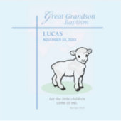 Große Grandson Taufe Blaues Lamm Personalisiert Aufkleber (Vorderseite)
