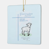 Große Grandson Taufe Blaues Lamm Personalisiert Keramikornament (Links)