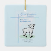 Große Grandson Taufe Blaues Lamm Personalisiert Keramikornament (Rückseite)