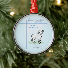 Große Grandson Taufe Blaues Lamm Personalisiert Ornament Aus Metall