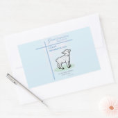 Große Grandson Taufe Blaues Lamm Personalisiert Rechteckiger Aufkleber (Umschlag)