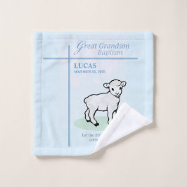 Große Grandson Taufe Blaues Lamm Personalisiert Waschlappen