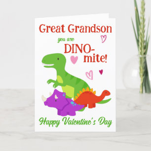 Große Grandson Valentine's Day Dino-mite Feiertagskarte