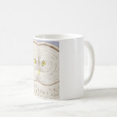 Große Grau-Eule lustige Eule Wasserfarbe Gesicht Kaffeetasse (VorderseiteRechts)