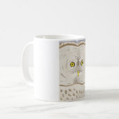 Große Grau-Eule lustige Eule Wasserfarbe Gesicht Kaffeetasse (Vorderseite Links)