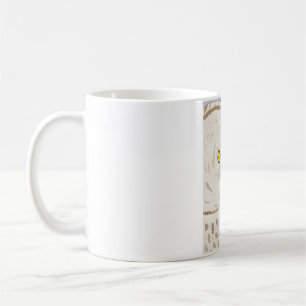 Große Grau-Eule lustige Eule Wasserfarbe Gesicht Kaffeetasse