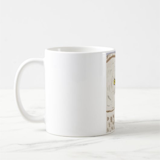 Große Grau-Eule lustige Eule Wasserfarbe Gesicht Kaffeetasse (Links)