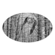 Große graue Eule in schwarz-weiß Aufklebern