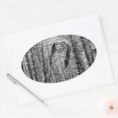 Große graue Eule in schwarz-weiß Aufklebern Ovaler Aufkleber (Umschlag)