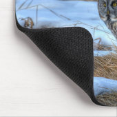 Große graue Eule und Schnee Wildlife Raptor Foto Mousepad (Ecke)