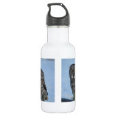 Große graue Eule und Schnee Wildlife Raptor Foto Trinkflasche (Rückseite)
