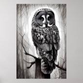 Große graue Owl-Malerei Poster (Vorne)