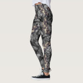 Große graue Totenkopf Hawk Moths Gothic Raven Leggings (Links)