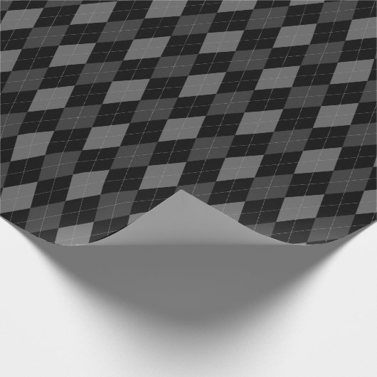 Große graue und schwarze Raute Geschenkpapier (Ecke)