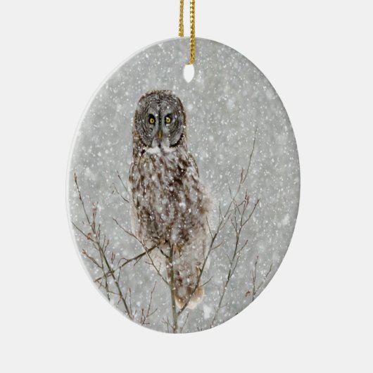 Große Grauschale im Winter Keramik Ornament (Rechts)