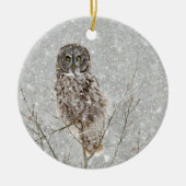 Große Grauschale im Winter Keramik Ornament (Vorne)