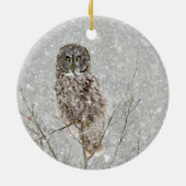 Große Grauschale im Winter Keramik Ornament (Hinten)