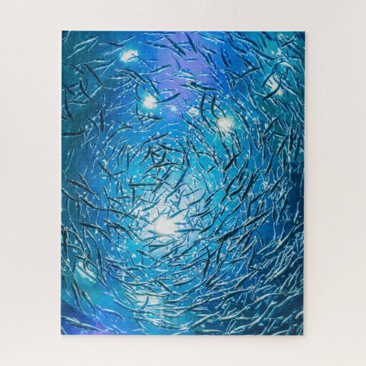 Große Grauschule für Meeresfische Puzzle (Vertikal)