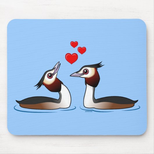 Große Grebes mit Haube in der Liebe Mousepad (Vorne)