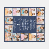 Große Großeltern Custom Navy Blue Foto Collage Fleecedecke (Vorderseite (Horizontal))