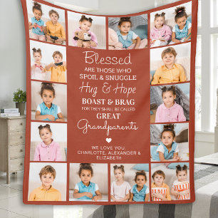 Große Großeltern Custom Terracotta FotoCollage Fleecedecke