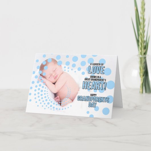 Große Großeltern Kinderjunge in Blue Feiertagskarte (Vorderseite)