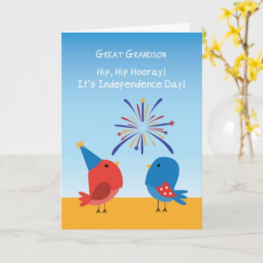 Große Großmutter 4. Juli Vögel beobachten Feuerwer Karte (Gelbe Blume)