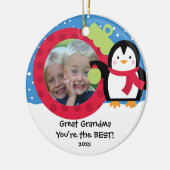 Große Großmutter-Fotopenguin-Weihnachtsverzierung Keramikornament (Links)