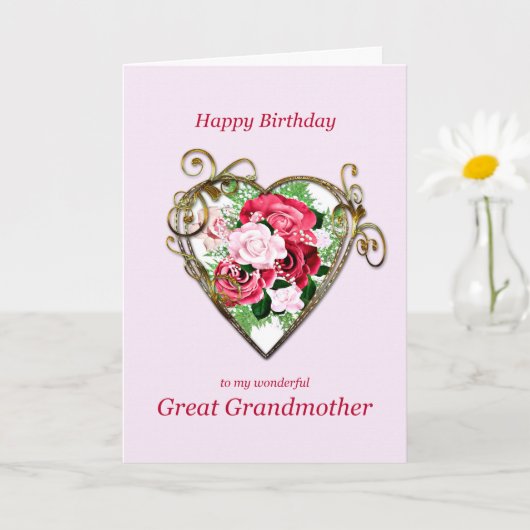 Große Großmutter Geburtstag Antike bemalt Rose Karte (Kleine Pflanze)