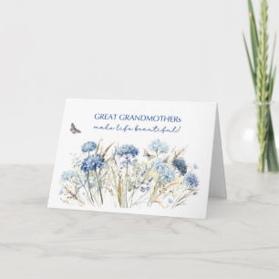 Große Großmutter Geburtstag Dusty Blue Wildblumen Karte