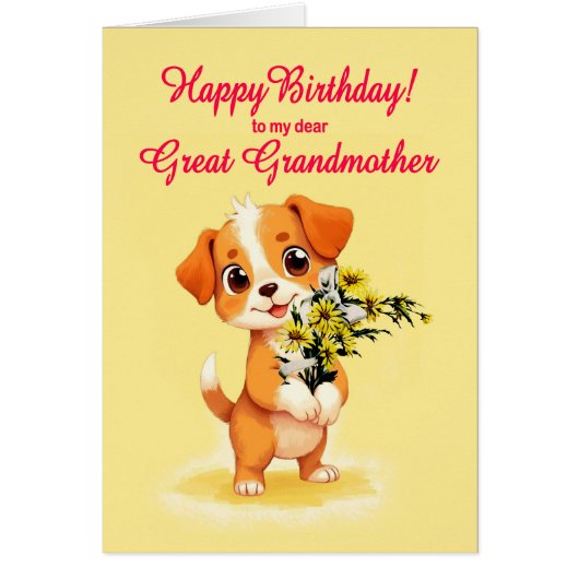Große Großmutter GeburtstagWelpe und Blume (Vorne)