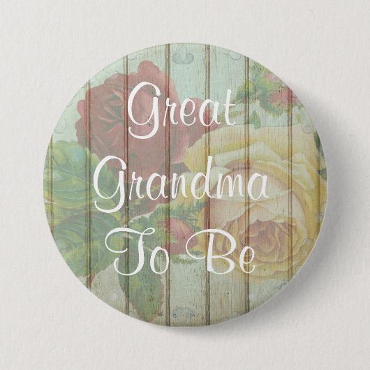 Große Großmutter, zum rustikaler Babyparty-Knopf Button (Vorderseite)