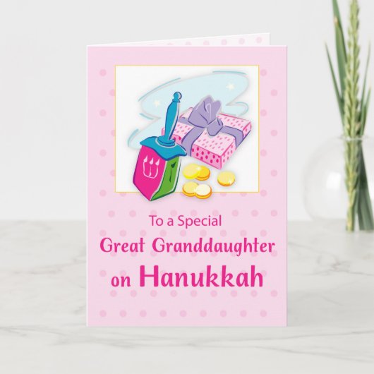 Große Großtochter Hanukkah Blue mit Dreidel Karte (Vorderseite)