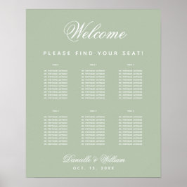Größe Grün 6 Tabelle Einfache Hochzeitssitzkarte Poster