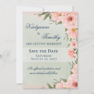Größe Grün mit Peach-Rose Save The Date