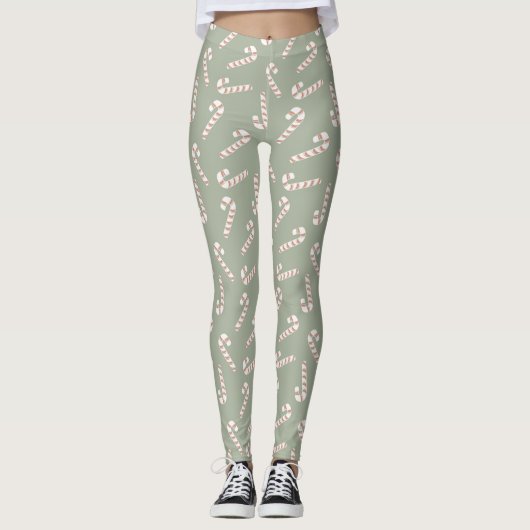 Größe grün mit roten und weißen Kanistern Leggings (Vorderseite)