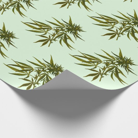 Große grüne Buds mit hellgrünem Hintergrund Geschenkpapier (Ecke)